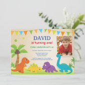 Invitation d'anniversaire de dinosaure Fête de Din (Debout devant)