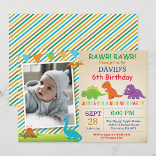 Invitation d'anniversaire de dinosaure Fête de Din