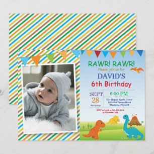 Invitation d'anniversaire de dinosaure Fête de Din