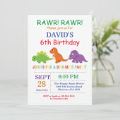Invitation d'anniversaire de dinosaure Fête de Din (Debout devant)