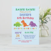 Invitation d'anniversaire de dinosaure Fête de Din (Debout devant)