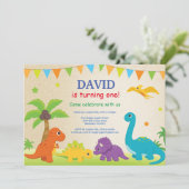 Invitation d'anniversaire de dinosaure Fête de Din (Debout devant)