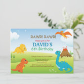 Invitation d'anniversaire de dinosaure Fête de Din (Debout devant)