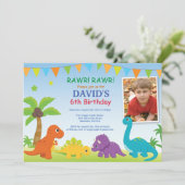 Invitation d'anniversaire de dinosaure Fête de Din (Debout devant)