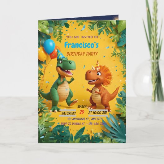 Invitation d'anniversaire de dinosaure formidable  (Devant)