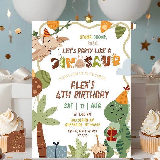 Invitation d'anniversaire de dinosaure garçon
