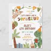 Invitation d'anniversaire de dinosaure garçon (Devant)