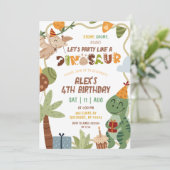Invitation d'anniversaire de dinosaure garçon (Debout devant)
