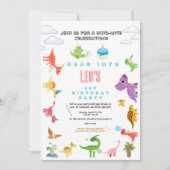 Invitation d'anniversaire de dinosaure / Garçon mi (Devant)