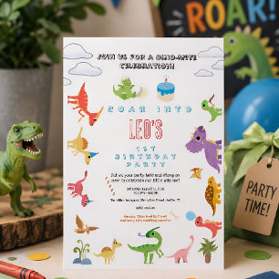 Invitation d'anniversaire de dinosaure / Garçon mi