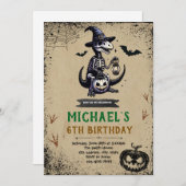 Invitation d'anniversaire de dinosaure Halloween (Devant / Derrière)