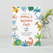 Invitation d'anniversaire de dinosaure illustrativ (Debout devant)
