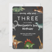 Invitation d'anniversaire de dinosaure imprimable  (Devant)