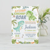 Invitation d'anniversaire de dinosaure Invitation (Debout devant)