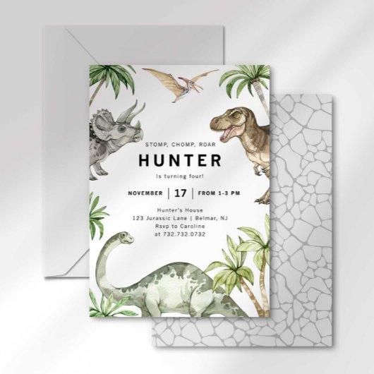 Invitation d'anniversaire de dinosaure jurassique