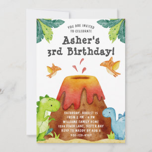 Invitation d'anniversaire de dinosaure mignon