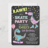 Invitation d'anniversaire de dinosaure mignon pour (Devant)