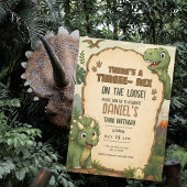 Invitation d'anniversaire de dinosaure mignon pour