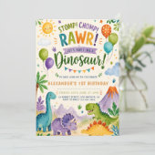 Invitation d'anniversaire de dinosaure mignon pour (Debout devant)