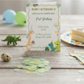 Invitation d'anniversaire de dinosaure mignon - Ru