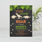 Invitation d'anniversaire de dinosaure noir (Debout devant)
