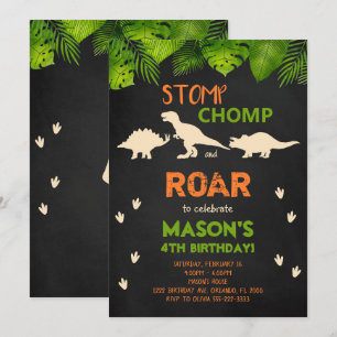 Invitation d'anniversaire de dinosaure noir
