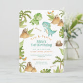 Invitation d'anniversaire de dinosaure One-A-Sauru (Debout devant)