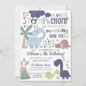 Invitation d'anniversaire de dinosaure Piétinement (Devant)