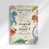 Invitation d'anniversaire de dinosaure pour deux n