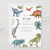 Invitation d'anniversaire de dinosaure pour enfant (Devant)