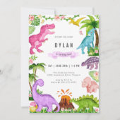 Invitation d'anniversaire de dinosaure pour enfant (Devant)