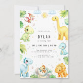 Invitation d'anniversaire de dinosaure pour enfant (Devant)