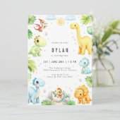 Invitation d'anniversaire de dinosaure pour enfant (Debout devant)