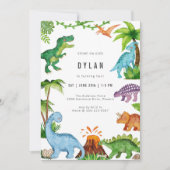 Invitation d'anniversaire de dinosaure pour enfant (Devant)