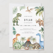 Invitation d'anniversaire de dinosaure pour enfant (Devant)