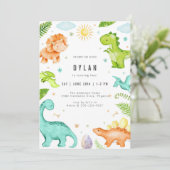 Invitation d'anniversaire de dinosaure pour enfant (Debout devant)