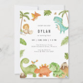Invitation d'anniversaire de dinosaure pour enfant (Devant)