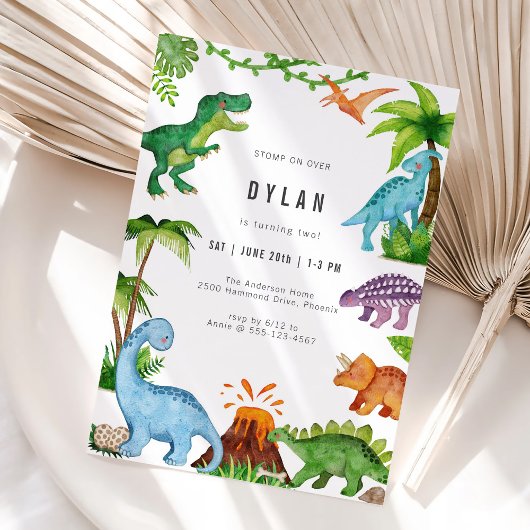 Invitation d'anniversaire de dinosaure pour enfant