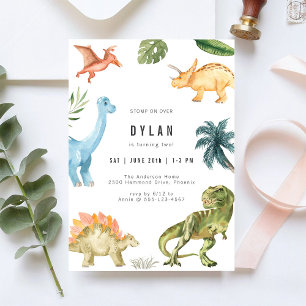 Invitation d'anniversaire de dinosaure pour enfant