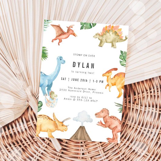 Invitation d'anniversaire de dinosaure pour enfant