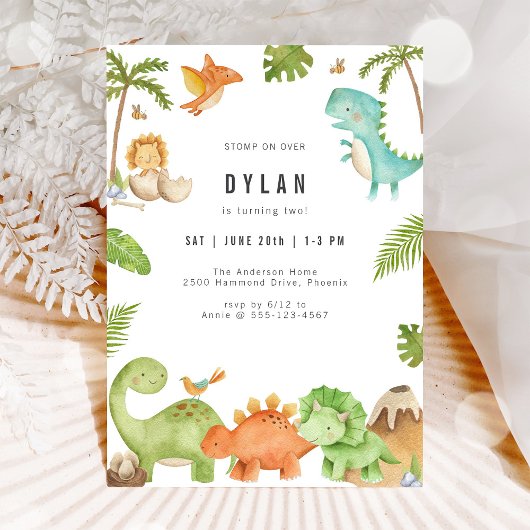Invitation d'anniversaire de dinosaure pour enfant