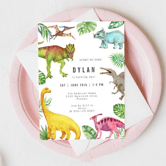 Invitation d'anniversaire de dinosaure pour enfant