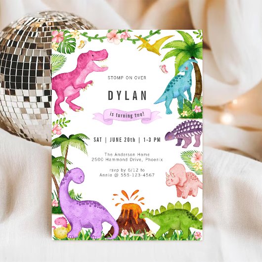 Invitation d'anniversaire de dinosaure pour enfant