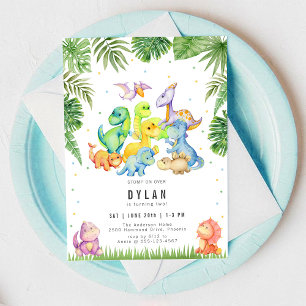 Invitation d'anniversaire de dinosaure pour enfant