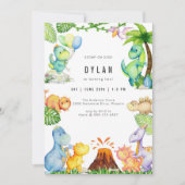 Invitation d'anniversaire de dinosaure pour enfant (Devant)