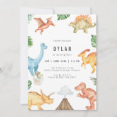 Invitation d'anniversaire de dinosaure pour enfant (Devant)