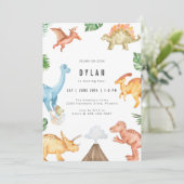 Invitation d'anniversaire de dinosaure pour enfant (Debout devant)