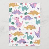 Invitation d'anniversaire de dinosaure pour filles (Dos)