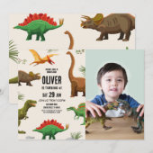 Invitation d'anniversaire de dinosaure pour garçon (Devant / Derrière)