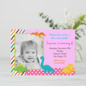 Invitation d'anniversaire de dinosaure pour la (Debout devant)
